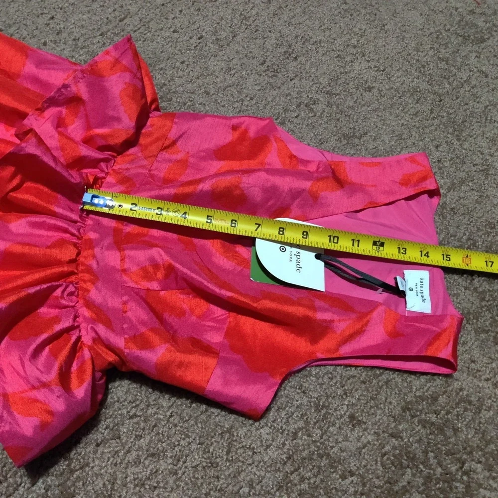 Kate Spade X Target Floral Peplum Sleeveless Midi Dress Size 00 New Pink Orange - Picture 7 of 13